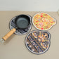 Orange-black Set of 4 Embossed Ceramic Paddle Mats - Assorted Bohemian Pattern Heat Resistant Pads
