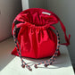 Red 2PCS Cute Lightweight Drawstring Crossbody Phone Bag - Simple Mini Shoulder Pouch (21x22cm)
