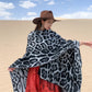 Black-white Bold Leopard Print Poncho Cape - Women&