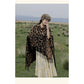 Khaki Bold Leopard Print Poncho Cape - Women&