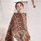 Red-beige Extra Large Ethnic Print Faux Lambswool Shawl - Cozy Winter Wrap Scarf (70x211cm)
