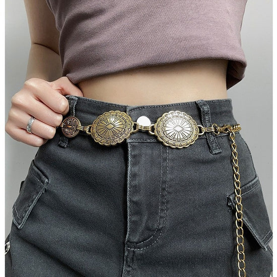 Large & Small Piece Waist Chain-Silver Set of 4 Bohemian Ethnic Style Metal Waist Chains - Versatile Fashion Belts for Dresses & Shirts