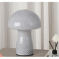 Stripe-Pure Grey-white Retro Swirl Glass Mushroom Table Lamp - LED Bedside Night Light