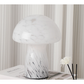 Speckled White Retro Swirl Glass Mushroom Table Lamp - LED Bedside Night Light