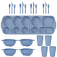Blue Durable Eco-Friendly Wheat Straw Dinnerware Set - 24 Pieces with Plates, Bowls, Cups & Cutlery