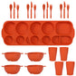Orange Durable Eco-Friendly Wheat Straw Dinnerware Set - 24 Pieces with Plates, Bowls, Cups & Cutlery