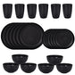 Stylish Black Wheat Straw Dinnerware Set - 24 Pieces Including Plates, Bowls & Cups