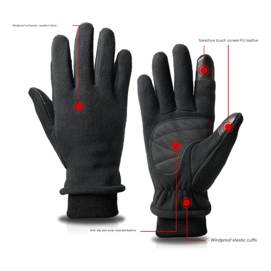 XL Red Warm Windproof Touchscreen Gloves - Anti-Slip Grip for Winter Cycling & Outdoor Sports