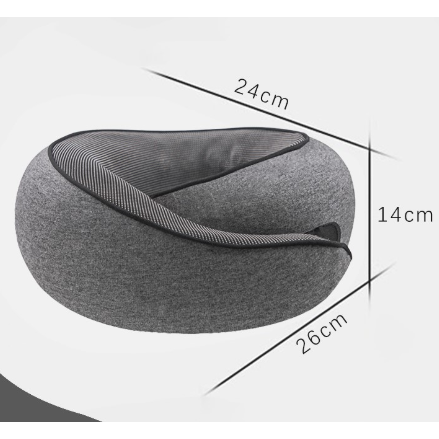 Dark Grey Ergonomic Memory Foam Travel Neck Pillow - U-Shaped Support for Naps & Journeys