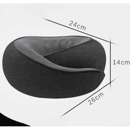 Black Ergonomic Memory Foam Travel Neck Pillow - U-Shaped Support for Naps & Journeys