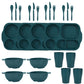 Dark Green Durable Eco-Friendly Wheat Straw Dinnerware Set - 24 Pieces with Plates, Bowls, Cups & Cutlery