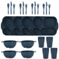 Dark Blue Durable Eco-Friendly Wheat Straw Dinnerware Set - 24 Pieces with Plates, Bowls, Cups & Cutlery