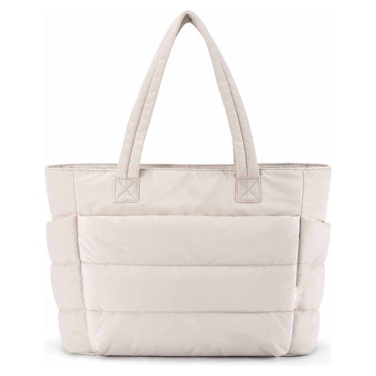 Beige Large Capacity Nylon Tote Bag for Women - Fashionable Travel Shoulder & Crossbody Handbag