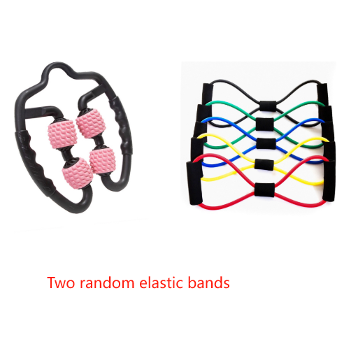 Pink Set of 2 Foam Roller Ring Leg Massagers with 2 Resistance Bands - Muscle Relief Kit