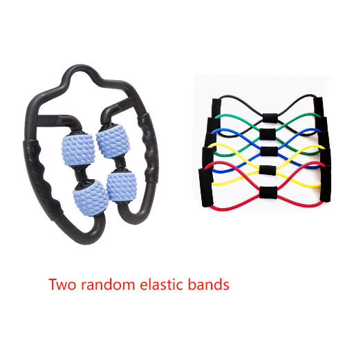 Blue Set of 2 Foam Roller Ring Leg Massagers with 2 Resistance Bands - Muscle Relief Kit