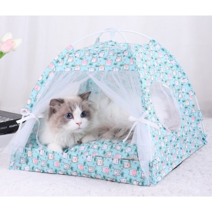 M 40*40CM 10 Catties Within The Pet Blue Cat Cooling Summer Pet Tent - Portable Foldable Breathable Outdoor Cat House Shelter