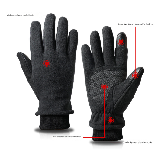 M Purple Warm Windproof Touchscreen Gloves - Anti-Slip Grip for Winter Cycling & Outdoor Sports