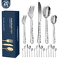 Silver Elegant 20-Piece Stainless Steel Cutlery Set with Floral Design - Dinner & Steak Knives, Forks, Spoons
