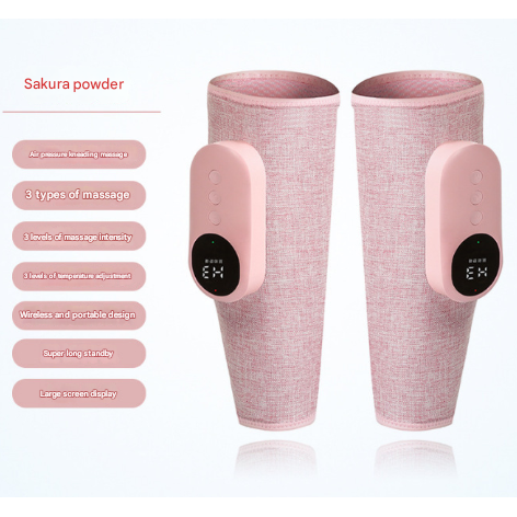 Two-piece Pink Portable Leg Air Pressure Massager with Constant Heat - Slimming and Relaxation