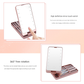 Pink LED Lighted Makeup Mirror with 5-Piece Cosmetic Brush Set and Dustproof Storage Case