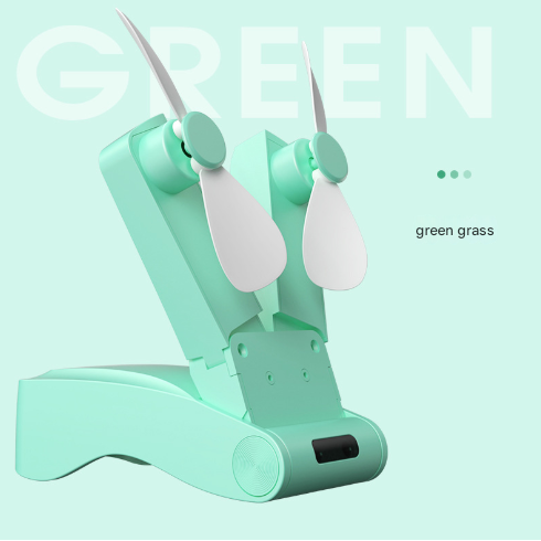 Pink Creative Dual-Head Folding Handheld Fan - USB Rechargeable, 3-Speed Strong Wind, 10.5x4.5x4cm