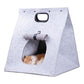 Grey Cozy A-Frame Felt Pet Teepee - Foldable & Portable Cat Cave Bed with Easy Carry Handle