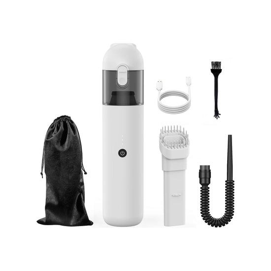 White Versatile 2-in-1 Cordless Handheld Vacuum Cleaner & Blower - USB Rechargeable, High-Power for Car & Home