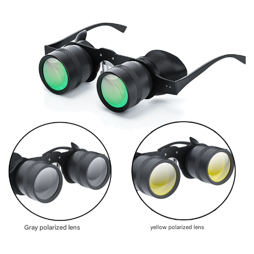 10x Telescope + Red Polarised + Grey Polarised Lens 10x HD Fishing Binocular Glasses - Polarized Zoom for Float Watching