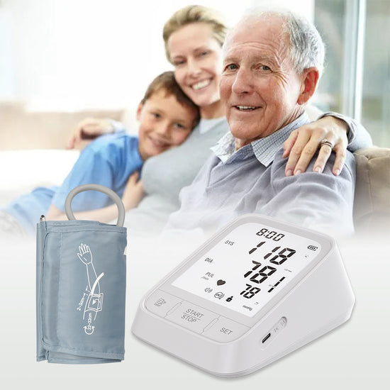 White Smart Upper Arm Blood Pressure Monitor - Medical Automatic BP Machine for Export