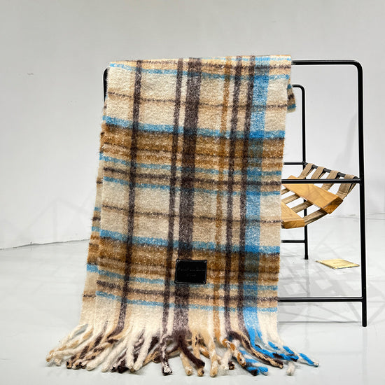 Yellow Blue Plaid Color-Block Women&