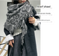 Grey Luxurious Fringe Wool and Lambswool Scarf for Women - Thick Warm 60 x 170 cm Shawl
