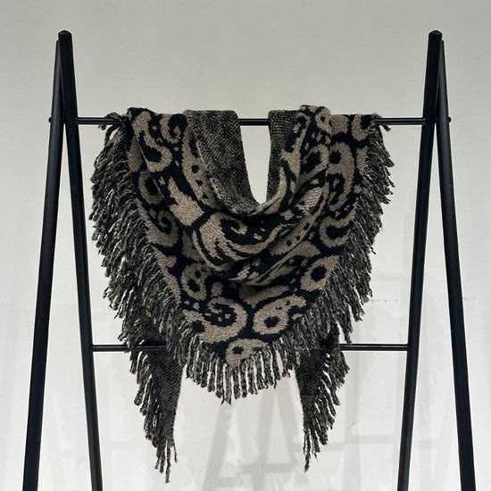 Brown Luxurious Fringe Wool and Lambswool Scarf for Women - Thick Warm 60 x 170 cm Shawl