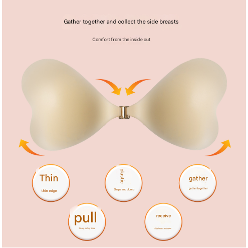 Size S [A cup] Two Pairs Light Skin Colour Heart-Shaped Silicone Breast Sticker - Thin Invisible Push-Up for Small Chest Enhancement