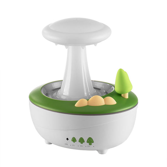 White Woodgrain Raindrop Mushroom Aroma Diffuser - 280mL Ultrasonic Humidifier with Colorful Lights