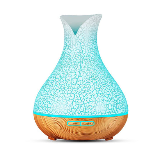 Blue Crack 500ml Wood-Grain Essential Oil Aroma Diffuser with Lattice Design and Humidifier