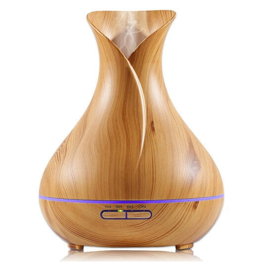 Wood Grain 500ml Wood-Grain Essential Oil Aroma Diffuser with Lattice Design and Humidifier