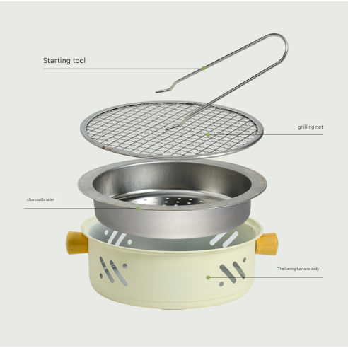 Portable 28cm Stainless Steel Barbecue and Tea Furnace