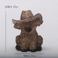 Highland Cow with Cowboy Hat Resin Statue - Rustic Farmhouse Garden Decor