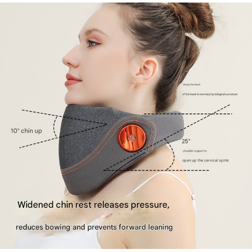 Remote Control Grey Multi-Mode Cervical Traction Neck Massager with Heat Therapy