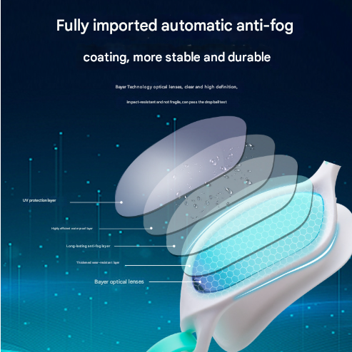 Red Gold Plated White Grey Premium Full-View Anti-Fog Adult Swim Goggles with Wide-Frame Design