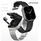 Silver 2-in-1 Bluetooth Smartwatch with Integrated Earbuds for Sports