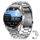Silver Silicone +22MM Silver Mitsubishi Steel Strip Business Smartwatch with ECG and PPG Monitoring and Stainless Steel Strap