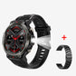 Black Steel Belts Outdoor Smartwatch with 1.45-Inch HD Round Screen and Flashlight