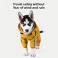 L Bright Yellow And Gray Trim Waterproof Four-Legged Dog Raincoat with Leash Hole for Small Breeds