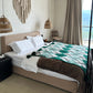 Green Chic Argyle Diamond Knit Throw Blanket with Tassels - Versatile Sofa & Bed Accent - 135 x 125cm