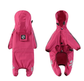 XL Pink And Gray Trim Waterproof Four-Legged Dog Raincoat with Leash Hole for Small Breeds