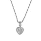 Iced Out Heart Pendant Necklace - 5A+ CZ Stones, 14K Gold Plated with Rope Chain(Silver)