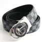 Luxury Designer Style PU Leather Belt,Automatic Buckle(G-patterned black-gray belt + silver buckle)
