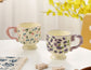 Elegant Ceramic Mug with Sculpted Handle,400ml Vintage Inspired Pedestal Design(Rose pink)