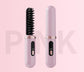 Cordless Hair Straightener Brush - 4000mAh USB-C Rechargeable, 4 Temps, Anti-Scald 3D Comb Design(Pink)